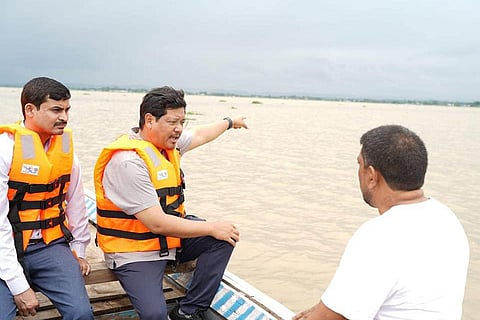 Conrad K. Sangma visits the flood-affected areas